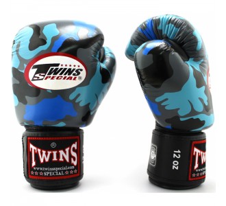 Боксерские перчатки Twins Special с рисунком (FBGV-Army Blue)